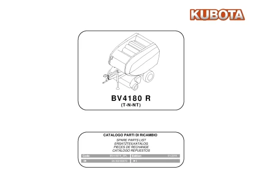 Kubota BV4180R T-N-NT Round Baler 2015 Parts Manual Catalog Pdf Download