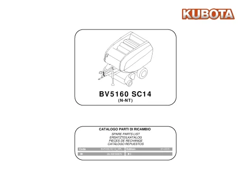 Kubota BV5160 SC14 N-NT Round Baler 2015 Operation Maintenance Manual PDF download