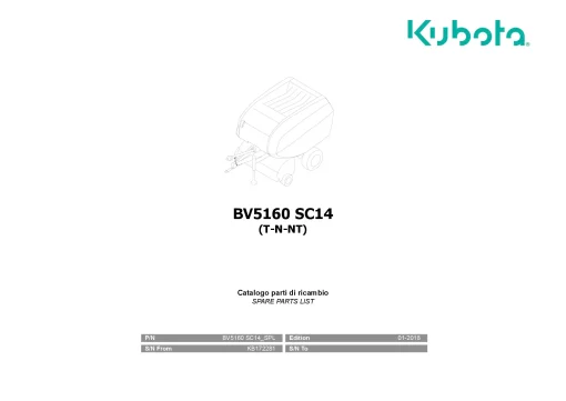 Kubota BV5160 SC14 N-NT Round Baler 2018 Operation Maintenance Manual PDF download