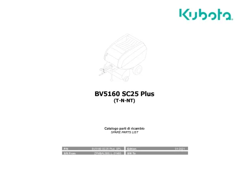 Kubota BV5160 SC25 Plus T-N-NT Round Baler 2021 Operation Maintenance Manual PDF download