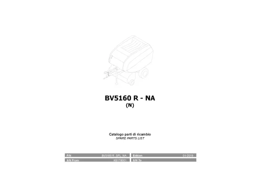 Kubota BV5160R N North America Round Baler 2019 Parts Manual Catalog Pdf Download