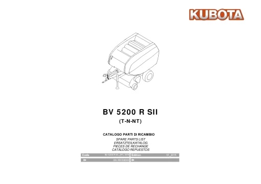 Kubota BV5200 R SII T-N-NT Round Baler 2016 Operation Maintenance Manual PDF download