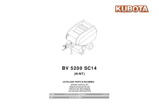 Kubota BV5200 SC14 N-NT Round Baler 2016 Operation Maintenance Manual PDF download