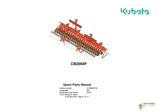 Kubota CB2000F Seed drills Cultivator mounted 2029 Parts Manual Catalog Pdf Download