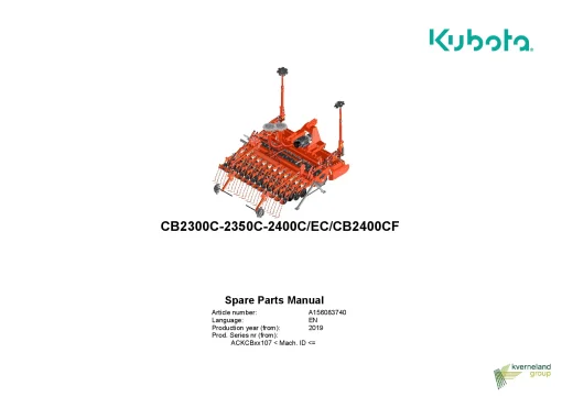Kubota CB2400CF CB- 2300 2350 2400 -CECSeed drills Cultivator mounted 2020 Parts Manual Catalog Pdf Download