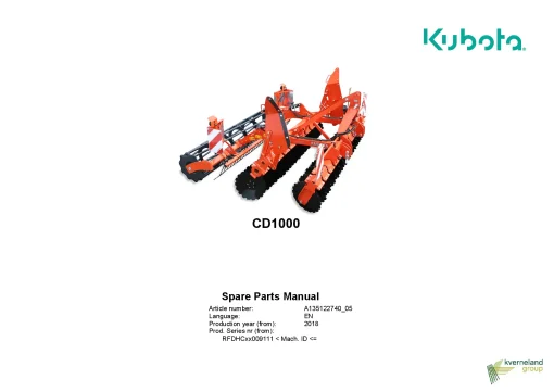 Kubota CD1000 Disc Harrow Compact 2018 Parts Manual Catalog Pdf Download