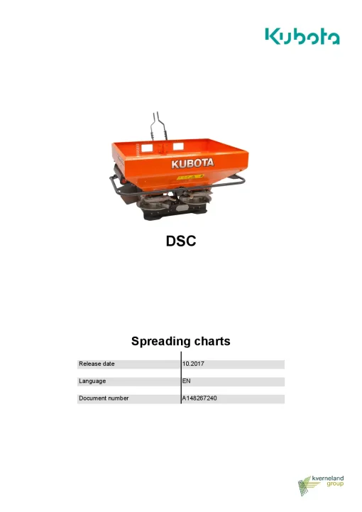 Kubota DSC Spreaders Disc Rear mounted 2017 Operation Maintenance Manual PDF download