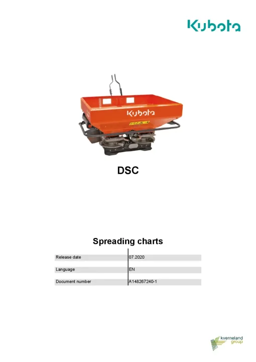 Kubota DSC Spreaders Disc Rear mounted 2020 Operation Maintenance Manual PDF download