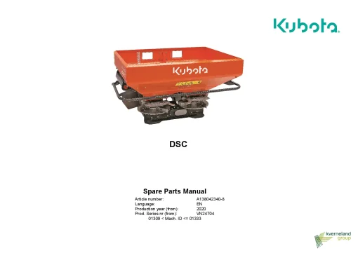 Kubota DSC Spreaders Disc Rear mounted 2020 Parts Manual Catalog Pdf Download
