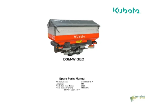 Kubota DSM-W GEO Spreaders Disc Rear mounted 2020 Sn 01176- Parts Manual Catalog Pdf Download