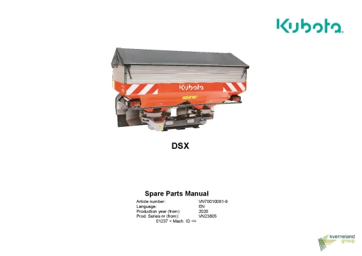 Kubota DSX Spreaders Disc Rear mounted 2020 Sn 01237- Parts Manual Catalog Pdf Download