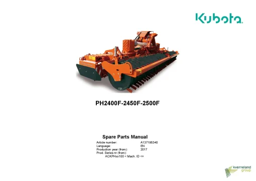 Kubota PH- 2400F 2450F 2500F Power harrows 2017 Parts Manual Catalog Pdf Download