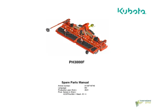 Kubota PH3000F Power harrows 2021 ACKPHxx594- Parts Manual Catalog Pdf Download