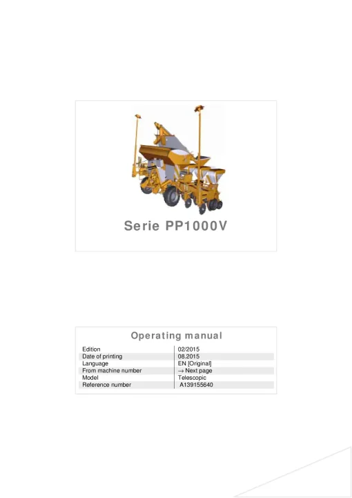 Kubota PP1000V Precision drills Pneumatic 2015 Operation Maintenance Manual PDF download