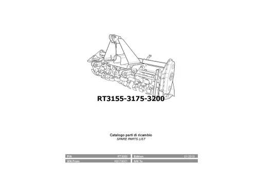 Kubota RT- 3155 3175 3200 Rotary tillers 2019 Parts Manual Catalog Pdf Download