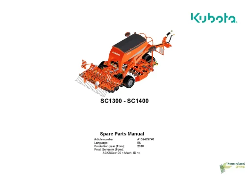 Kubota SC1300 SC1400 Seeding combination Integrated 2016 Parts Manual Catalog Pdf Download