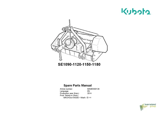 Kubota SE-1090 1120 1150 1180 Choppers 2014 Parts Manual Catalog Pdf Download