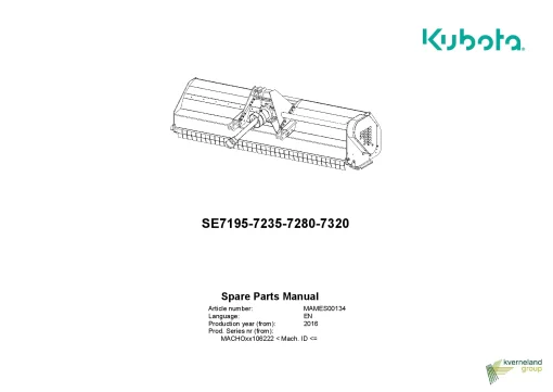 Kubota SE-7195 7235 7280 7320 Choppers 2016 Parts Manual Catalog Pdf Download