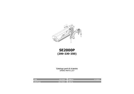 Kubota SE2000P 200-2360-250 Choppers 2019 Parts Manual Catalog Pdf Download