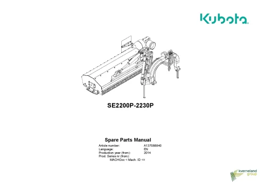 Kubota SE2000P -2230P Choppers 2014 Parts Manual Catalog Pdf Download