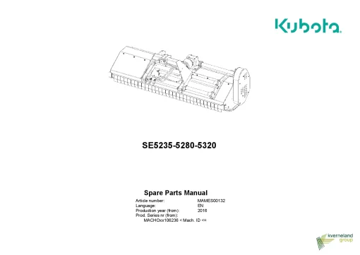 Kubota SE5235 5280 5320 Choppers 2016 Parts Manual Catalog Pdf Download