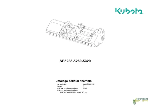 Kubota SE5235 5280 5320 Choppers 2017 Parts Manual Catalog Pdf Download