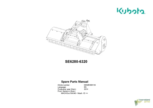 Kubota SE6280 6320 Choppers 2014 Parts Manual Catalog Pdf Download