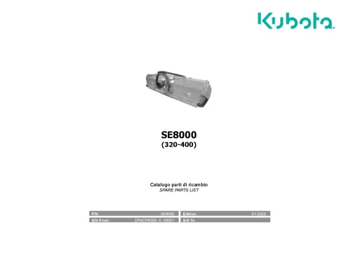 Kubota SE8000 320 -400 Choppers 2020 Parts Manual Catalog Pdf Download