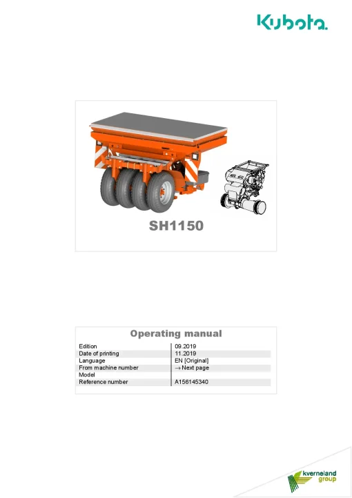 Kubota SH1150 Seed drills Cultivator mounted 2019 Operation Maintenance Manual PDF download
