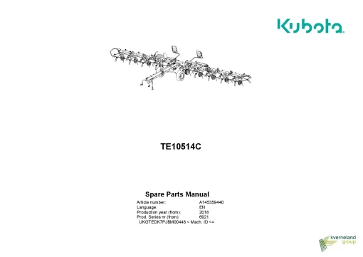 Kubota TE10514C Tedders 2018 Parts Manual Catalog Pdf Download
