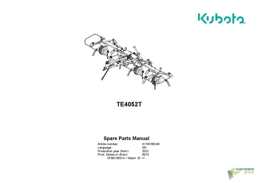 Kubota TE4052T Tedders 2020 Parts Manual Catalog Pdf Download