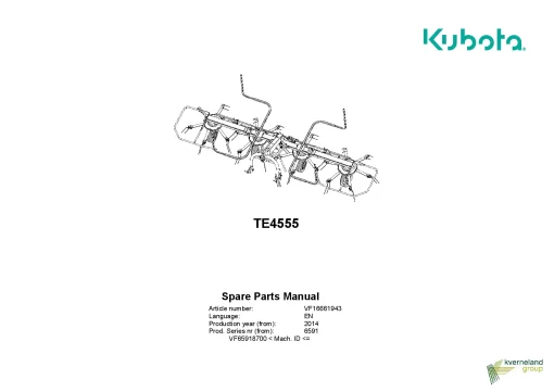 Kubota TE4555 Tedders 2014 Parts Manual Catalog Pdf Download
