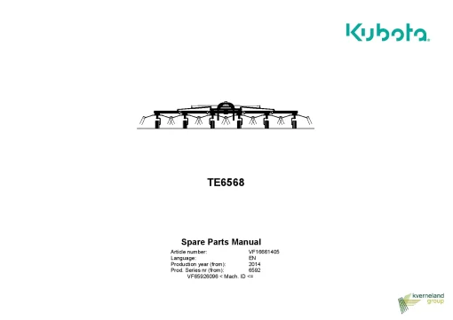 Kubota TE6568 Tedders 2014 Parts Manual Catalog Pdf Download