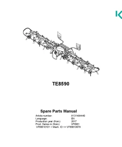 Kubota TE8590 Tedders 2017 Parts Manual Catalog Pdf Download