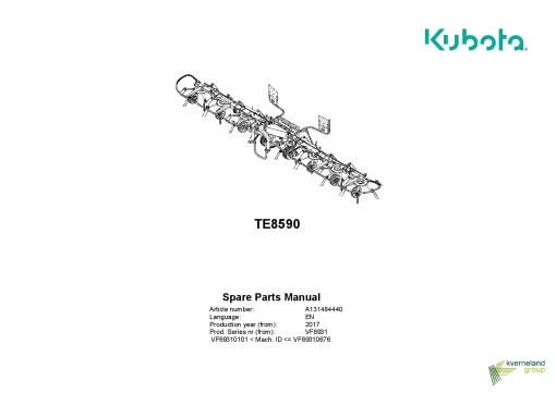 Kubota TE8590 Tedders 2017 Parts Manual Catalog Pdf Download