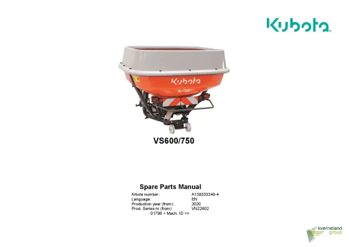 Kubota VS-600 750 Spreaderd 2020 Parts Manual Catalog Pdf Download