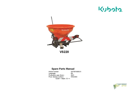 Kubota VS220 Spreaderd 2021 Parts Manual Catalog Pdf Download