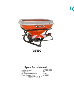 Kubota VS400 Spreaderd 2020 Parts Manual Catalog Pdf Download