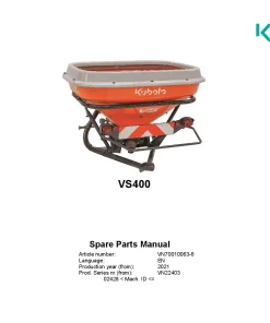 Kubota VS400 Spreaderd 2021 Parts Manual Catalog Pdf Download