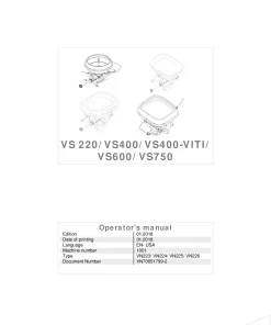 Kubota VS400VITI VS- 220 400 600 750 Spreaders 2018 VN70051799-2 Operation Maintenance Manual PDF download