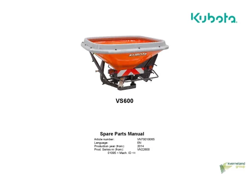 Kubota VS600 Spreaderd 2014 Parts Manual Catalog Pdf Download