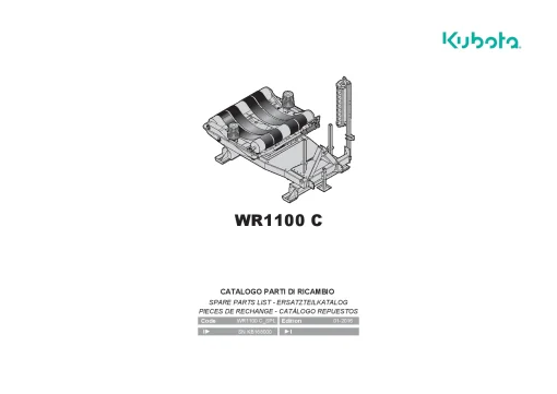 Kubota WR1100 C Bale wrapper 2016 Parts Manual Catalog Pdf Download