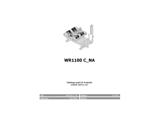 Kubota WR1100 C North America Bale wrapper 2019 Parts Manual Catalog Pdf Download