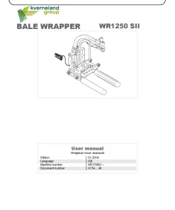 Kubota WR1250 SII Bale wrapper 2019 Operation Maintenance Manual PDF download