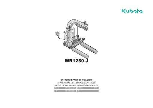 Kubota WR1250J Bale wrapper 2016 Parts Manual Catalog Pdf Download