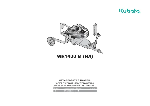 Kubota WR1400 M North America Bale wrapper 2016 Parts Manual Catalog Pdf Download