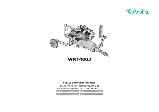 Kubota WR1400J Bale wrapper 2016 Parts Manual Catalog Pdf Download
