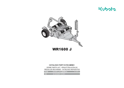 Kubota WR1600J Bale wrapper 2015 Parts Manual Catalog Pdf Download