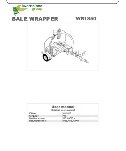 Kubota WR1850 Bale wrapper 2017 Operation Maintenance Manual PDF download