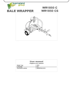 Kubota WR1850 C CS Bale wrapper 2021 Operation Maintenance Manual PDF download